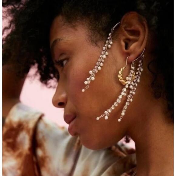 New‎ Free people Judy Pearl Ear Chain Elegant Drop Earring - Picture 5 of 7